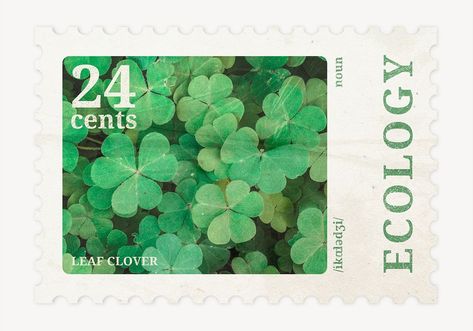 Vintage ecology postage stamp, clover leaves design | free image by rawpixel.com / Tang Clover Leaves, Postage Stamp Design, Leaves Design, Leaf Nature, Art Clipart, Stamp Design, Postage Stamp, Download Free Images, Clover Leaf