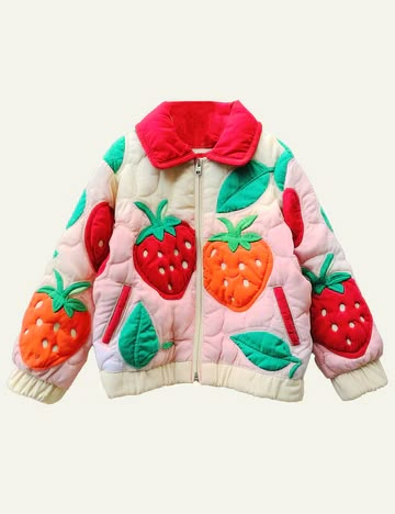 Summer Sale Strawberry Jacket, Big Strawberry, Ropa Upcycling, Animal Print Vests, Applique Jacket, Collar Jacket, Cute Jackets, Mode Inspiration, Dream Clothes