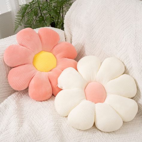 2pcs Flower Pillow - Pink & White Daisy Flower Shaped Throw Pillows, Cute Decorative Preppy Pillows Floor Cushion for Bedroom Sofa Chair Room Decor Aesthetic (15.35 Inch, White   Pink) Chair Room Decor, Shaped Throw Pillows, Bedroom Sofa Chair, Preppy Pillows, Pillows Cute, White Daisy Flower, Flower Bedroom, Room Decor Aesthetic, Sewing Furniture