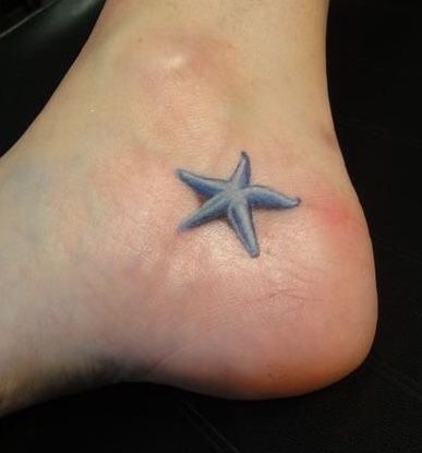 Tattoo On Foot, Starfish Tattoo, Seashell Tattoos, Shell Tattoos, Blue Starfish, Tattoo Script, 3d Tattoo, Classy Tattoos, Ankle Tattoo