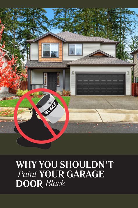 Thinking about a garage door makeover? A coat of black paint could be the game-changer that sets your house apart! BUT if you skip the instructions and use the wrong paint, you could end up ruining your garage door and voiding the warranty altogether.  To read our tips check out our blog: https://bit.ly/3WJ6neO  #clopaygaragedoors #curbappeal #blackdoor #moderngaragedoor #paintitblack #blackpaint Garage Door Makeover Black, Garage Paint Colors Exterior, Exterior Paint Colors For House With Black Garage Door, Black Front Door And Garage Door, Black Painted Garage Doors, How To Paint A Garage Door, Painting Garage Door Black, Black Garage Doors White House, White House Black Garage Door