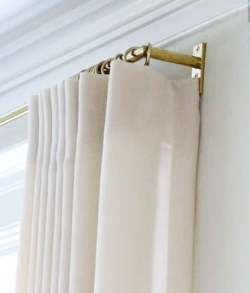 Hidden Curtain Rod, Farmhouse Living Room Curtains, Modern Curtain Rods, Modern Window Treatments, Plain Curtains, Curtain Rod Brackets, Modern Farmhouse Living Room, Custom Drapery, Custom Drapes