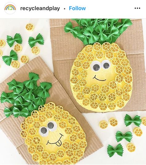 Pineapple Craft, Letter P Crafts, Pasta Crafts, Pineapple Crafts, Vegetable Crafts, Fruit Crafts, Pasta Art, Summer Crafts For Kids, Easter Decorations Dollar Store