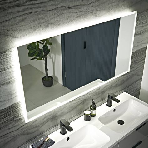 The Tavistock beta mirror is so wide that you and your other half get a side all to yourself. Could there be a better way to start the day!? #bathroom #bathroomideas #bathroominspo #bathroomdecor #homedecor #dreambathroom #homedesign #bathroomgoals #bathroomstyle #myhome #bathroomremodel #bathroomsuite #bathroominterior #bathroomdesign #mirror #statementmirror #bathroommirror Bathroom Mirror Light, Illuminated Bathroom Mirror, Lit Mirror, Luxe Bathroom, Illuminated Mirror, Compact Bathroom, Illuminated Mirrors, Bathroom Size, Cool Mirrors