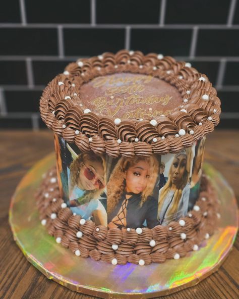 Chocolate on Chocolate... Happy Birthday 🎂 #odenisecupcakesandsweets #millbrookalabamabaker ##smallbusiness ##cakedecorating ##cakesofinstagram Cake With Face Picture, Cake Ideas 18th Birthday, Photo Cake Ideas Pictures, Birthday Inpos, Picture Birthday Cake, Picture Cake, Big Birthday Cake, Circle Cake, Birthday Cake With Photo