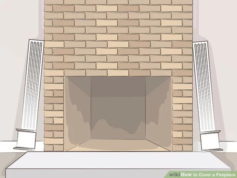 Easy Ways to Cover a Fireplace: 12 Steps (with Pictures) - wikiHow Cover A Fireplace, Fireplace Cover Up, Unused Fireplace, Fireplace Trim, Pole Wrap, Fireplace Cover, Old Fireplace, White Fireplace, New Material