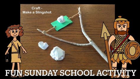 Watch this video to learn how to make a slingshot with branches, rubber bands, and paper. This is a fun activity for Sunday School as students learn about David and Goliath. David And Goliath Activity, David And Goliath Activities, David Sling, Slingshot Craft, David And Goliath Story, Science Stem Activities, Children's Church Lessons, Fifth Birthday Party, Bible Study Activities