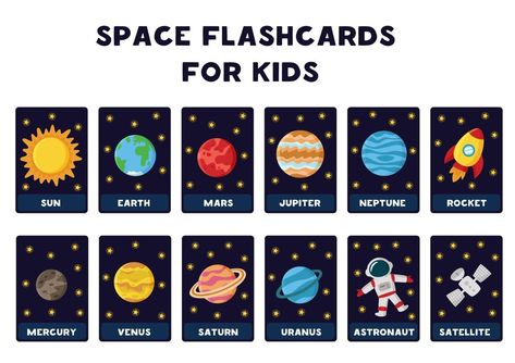 Space Flashcards, Spelling Games For Kids, Solar System Facts, Spy Games For Kids, Doodle Pictures, Star Cartoon, Tata Surya, Space Doodles, Star Doodle