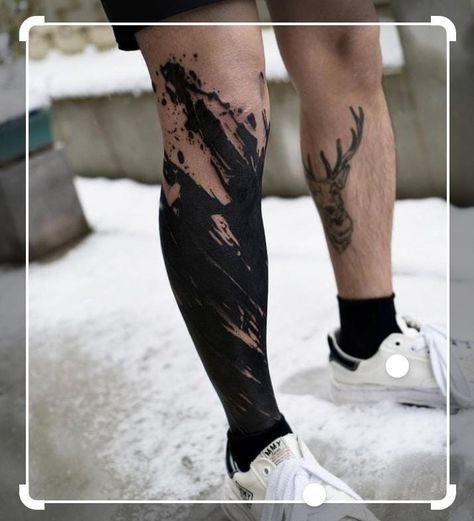 Black Out Leg Sleeve Tattoo, Leg Blackout Tattoo, Blackout Legs Tattoo, Blackout Tattoo Leg, Splatter Tattoo, Negative Tattoo, Thigh Tattoo Men, Hippie Tattoo, Black Tattoo Cover Up