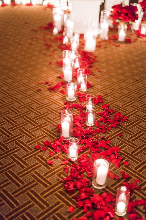 Never too many rose petals and candles | #CCLweddings #proposalideas #flowers Rose Petal Proposal, Rose Petals And Candles, Candle Path, Proposal Candles, Romantic Room Decoration, Valentines Surprise, Flower Garland Wedding, Rosé Theme, February Wedding