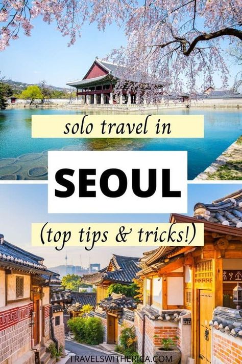 Are you thinking about taking a solo trip to Seoul but aren't sure whether it is the right destination for you? Click through to read the top tips and tricks you need to know about travelling to Seoul alone. It discusses how safe Seoul is, where to stay, what to eat, and how to save money. It is the ultimate guide to solo travel in Seoul, and you'll have a better idea whether it is the right city for your solo trip after reading this solo travel in Seoul guide! via @Travels with Erica Seoul Solo Travel, Vacation Home Ideas, Seoul Trip, Korean Travel, Korean Life, Solo Trips, Travel Korea, Korea Południowa, Solo Traveling