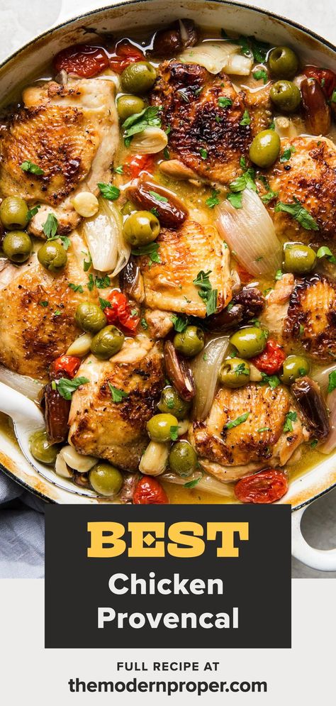 Baked Chicken With Olives, Chicken With Olives Recipe, Chicken Green Olives Recipe, Chicken Olives Recipe, Chicken With Thyme Recipes, Olive Chicken Recipe, Chicken Provencal Recipes, Recipes With Green Olives, Provencal Recipes