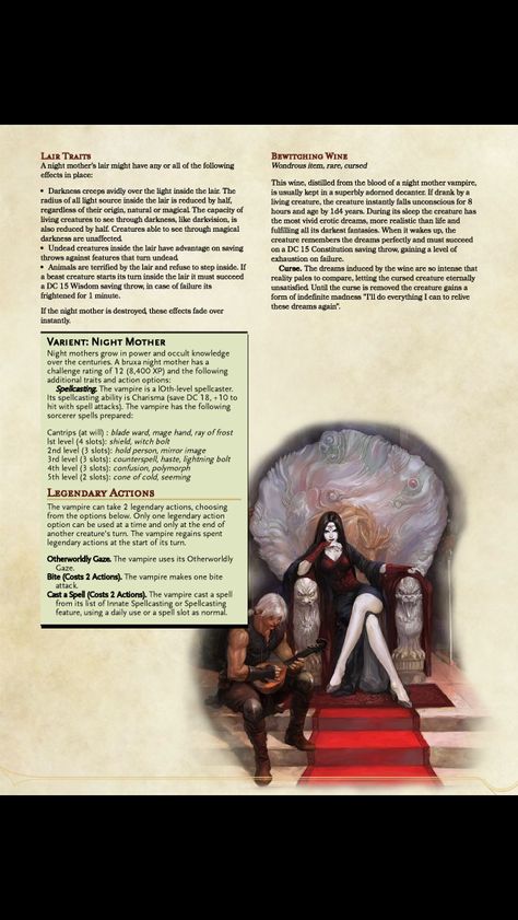 Vampire lair stats homebrew Witcher Monsters, Dnd Races, Dungeon Master's Guide, Dungeons And Dragons 5e, Dungeons And Dragons Classes, D D Monsters, Dnd 5e Homebrew, Dragon Rpg, Pathfinder Rpg