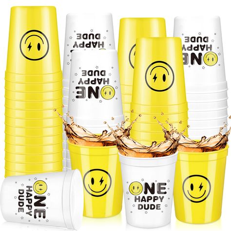 PRICES MAY VARY. Quality and Reusable Plastic Material: you will receive 36 pieces of one happy dude cute plastic cups in 2 colors, which are crafted from durable and reliable plastic, and they are designed to last; Their quality construction ensures they can be applied over and over again, eliminating the need for disposable cups Reliable Material: the plastic party drink cups are made of quality plastic material, safe, sturdy, reliable and reusable, easy and comfortable to handle, offering you Plastic Tea Cups, Kids First Birthday, One Happy Dude, Plastic Party Cups, 1st Birthday Party Themes, Drinking Party, First Birthday Decorations, Reusable Cups, Reusable Tumbler