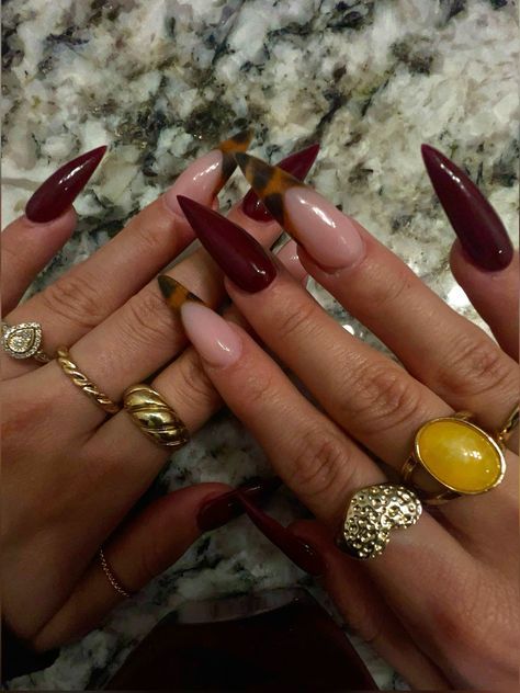 Maroon And Leopard Nails, Maroon And Cheetah Nails, Almond Nails Cheetah Print, Burgundy And Leopard Nails, Stiletto Cheetah Nails, Burgundy And Cheetah Nails, Fall Cheetah Nails Almond, Burgundy Leopard Nails, Cheetah Red Nails