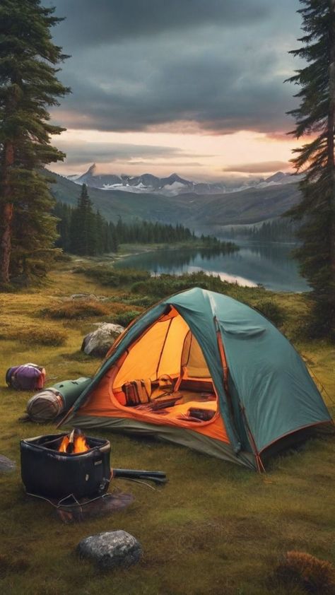 Tent Camping Photography, Tent Camping Aesthetic, Cosy Camping, Camping Pictures, Travel Scenery, Camping Pics, Camping Scene, Camping Photo, Forest Camp