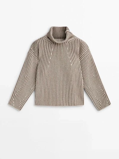 Shop the look on ModeSens! . Oversized Sweater Women, Slouchy Style, Wool Turtleneck, Fashion Wishlist, Autumn Outfits, Cardigan Top, Textured Knit, Massimo Dutti, Line Design