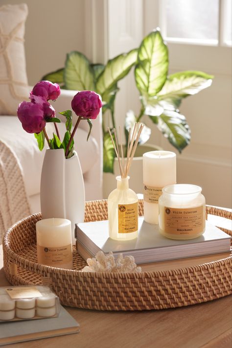 With a rich white-flower scent, evocative of Caribbean garden parties, our Apothecary White Tuberose Home Fragrance Collection includes everything from tealights and pillar candles to filled jar candles and a reed diffuser. Perfect for gifting, its simple white wax and minimalist look freshens any space with a crisp clean aesthetic. #WorldMarket #Candles #HomeFragrance #Diffuser Caribbean Garden, Unique Living Room Furniture, Global Decor, Flower Scent, Jar Candles, White Wax, Living Room Design Decor, Fragrance Collection, Home Trends