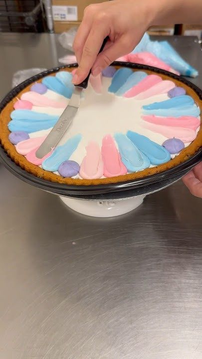 Using a color palette generator to design a cookie cake 🎨 #cake #cakedecorating #shorts Cookie Cake Slices Decorated, How To Decorate A Cookie Cake, How To Make A Cookie Cake, Square Cookie Cake, Cookie Cake Birthday Designs, Cookie Cake Aesthetic, Simple Cookie Cake Designs, Birthday Cookie Cake Designs, Cookie Cakes Decorated