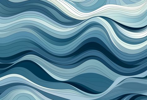 Ocean Minimalist, Black And Blue Wallpaper, Small Bedroom Furniture, Wave Illustration, Modern Graphic Art, Wavy Pattern, Water Patterns, Waves Background, Waves Wallpaper