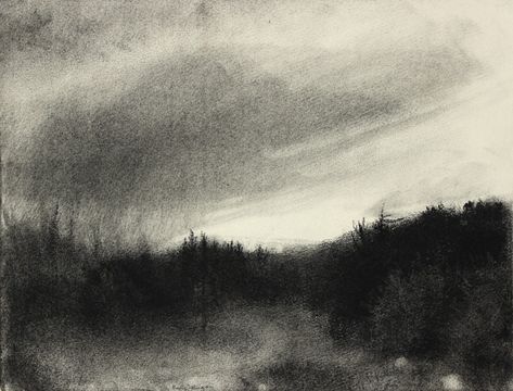 Monochrome Landscape, Charcoal Art, Landscape Drawings, Charcoal Drawing, Black And White Abstract, Miyazaki, Art Portfolio, Art Sketchbook, Artist At Work