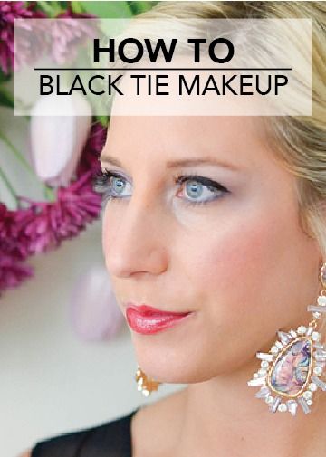 Finish off your formal wedding look with this tutorial for achieving glamorous black tie makeup. Wedding guests: pair this with your favorite little black dress for a chic wedding look. Make Up For Black Tie Event, Makeup For A Formal Event, Makeup For A Black Tie Event, Hair Do For Black Tie Event, Make Up For Gala Event, Black Tie Formal Hairstyle, Black Tie Jewelry For Women, Black Tie Formal Makeup, Black Tie Wedding Guest Hair And Makeup