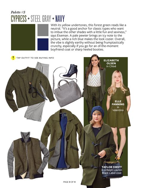 Instyle Color Crash Course, Army Green Outfit, Boyfriend Coat, Deep Winter Colors, Green Color Combinations, Style Hacks, Army Colors, Color Combos Outfit, Combination Fashion