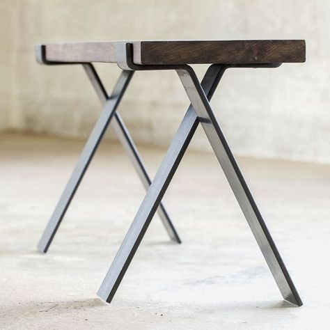 Bold MFG is proud to offer our Cross Legs from the Flatform series. This pair of bench legs is cold formed from 3/8" x 3" flat bar steel and receives a oiled finish that is well suited for indoor use.