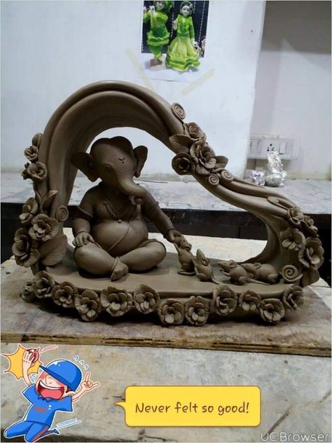 My clay work and my no 7978842452 Ganesh Clay Model, Ganesh Idol With Clay, Ganpati Clay Art, Clay Modeling Ideas Sculpting, Ganesh Murti Clay, Unique Ganesha Murti, Easy Clay Models, Clay Ganpati, Ganpati Design