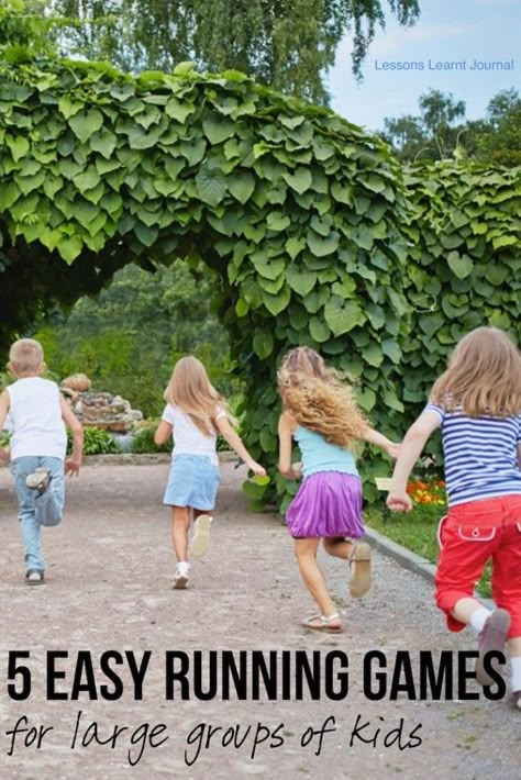 Healthy Kids 5 Running Games for Kids via Lessons Learnt Journal Running Games For Kids, Kid Exercise, Games For Large Groups, Running Games, Recess Games, Kids Exercise, Large Group Games, Group Games For Kids, Pe Activities