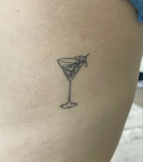 Espresso Martini Tattoo Fine Line, Alcohol Tattoo Ideas, Alcohol Tattoos, Espresso Martini Tattoo, Alcohol Tattoo, Martini Glass Tattoo, Martini Tattoo, Lime Tattoo, Olive Tattoo