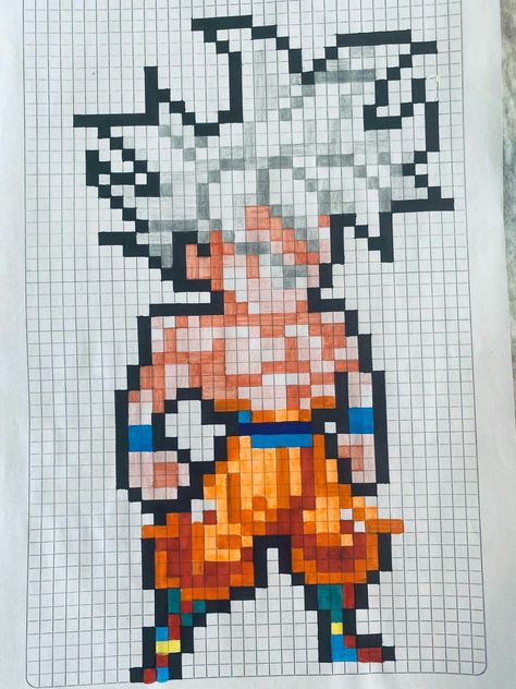 Pixel Art Manga, Pixel Art Dragon Ball, Pixel Dragon, Goku Drawing, Graph Paper Drawings, Pixel Art Grid, Naruto Fan Art, Minecraft Pixel Art, Art Manga