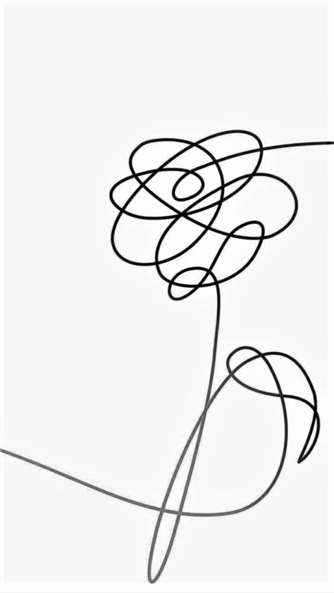 Black Love Yourself Flower BTS Black Love Tattoos, Love Yourself Drawings, Bts Line Art Drawing, Love Yourself Line Art, Bts Line Art, Love Yourself Flower, Bts Flower, Bts Sketch, Love Yourself Tattoo