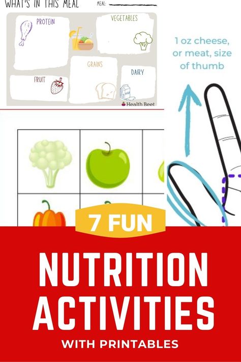 7 Fun Nutrition activities for teaching choose myplate in the classroom, clinic, or homeschool. Engage the kids in these fun, interactive ideas Nutrition Crafts For Kids, Health Beet, Group Activities For Adults, School Nutrition, Fruit Health, Nutrition Activities, Nutrition Month, Health Fair, Wellness Activities