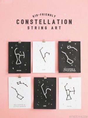 Kid Friendly Constellation String Art Diy Embroidery Projects, Lacing Cards, Vintage Revival, String Art Diy, Diy Embroidery, Diy Canvas, String Art, Diy Wall Art, Diy Wall