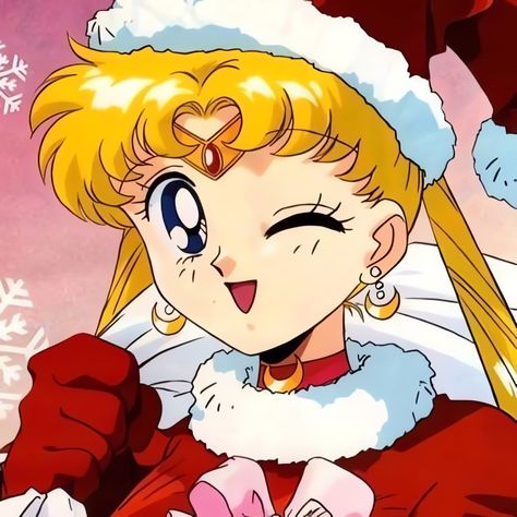 Anime Christmas Icons Aesthetic, Anime Xmas Icon, Anime Christmas Icon, Christmas Anime Pfp Aesthetic, Christmas Anime Icon, Christmas Icons Anime, Anime Christmas Pfp, Sailor Moon Christmas, New Year Anime