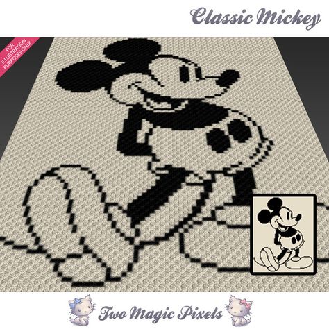 Classic Mickey crochet blanket pattern; c2c, cross stitch; graph; pdf download; no written counts or row-by-row instructions by TwoMagicPixels, $3.99 USD Mickey Mouse Crochet Blanket Pattern, Mickey Mouse C2c Crochet Pattern, C2c Mickey Mouse Blanket, Mickey Crochet Blanket, Mickey Mouse Crochet Blanket, Disney Crochet Blanket, Mickey Crochet, Two Magic Pixels, C2c Afghan