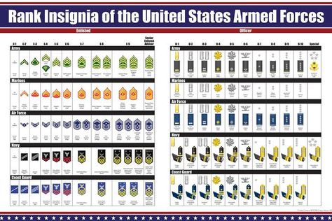 Military ranks chart for the U.S. military services. Navy Enlisted Ranks, Navy Officer Ranks, Marine Corps Symbol, Marine Corps Officer, Navy Ranks, Marine Corps Ranks, Air Force Army, Gunnery Sergeant, Army Ranks