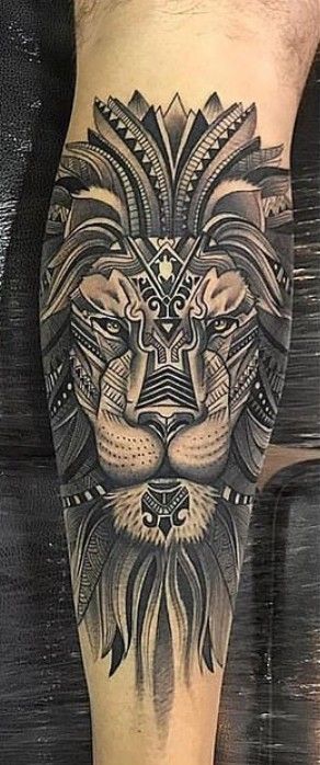 Male Calf Tattoo For Men, Male Calf Tattoo, Mandala Lion Tattoo, Angel Tattoo For Women, Belly Button Tattoo, Calf Tattoo Men, Tattoo Ideas Males, Gorilla Tattoo, African Tattoo