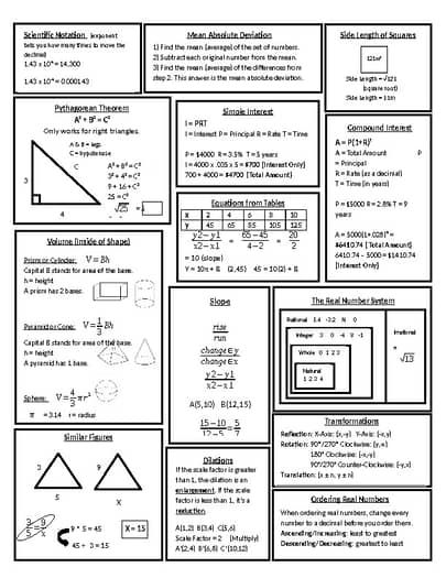 8th Grade Math STAAR Cheat Sheet / Review / Quick Reference | TPT 7th Grade Math Cheat Sheet, 8th Grade Math Notes, Grade 9 Math Notes, Math 7th Grade, Math Formula Sheet, Math Reference Sheet, Math Cheat Sheet, Staar Review, Teaching Math Strategies