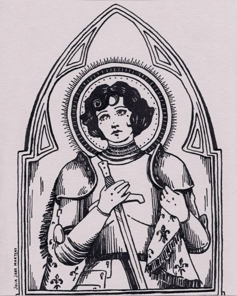 Joan Of Arc Trad Tattoo, Joan Of Arc Burned At The Stake, Roman Catholic Art Tattoo, Julian Of Norwich Tattoo, French Revolution Tattoo, Joan Of Arc Tattoo Outline, Joan Of Arc American Traditional Tattoo, Joan Of Arc Sketch, Joan Of Arc Art Paintings