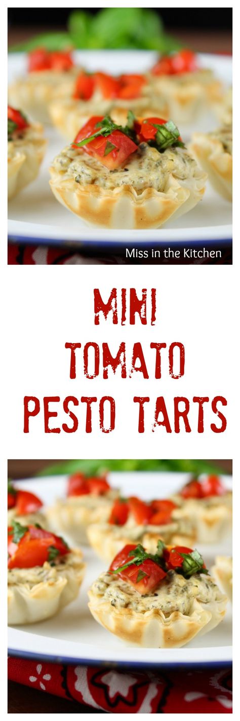 Mini Tomato Pesto Tarts are a great appetizer or parties, barbecues and get togethers! From MissintheKitchen.com #BBQBites #ad Tasty Appetizers, Bbq Cookout, Delicious Appetizer Recipes, Football Party Food, Party Appetizers Easy, Tomato Pesto, Finger Food Appetizers, Entertaining Recipes, Great Appetizers