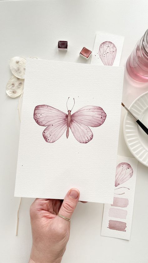 Pink Butterfly - Bloom Creatives watercolor a Monarch Butterfly Watercolor, Butterfly Watercolor Painting, Painting Clipart, Dreamy Watercolor, Watercolour Cards, Butterfly Art Painting, Watercolor Butterfly, Canvas Diy, Butterfly Illustration