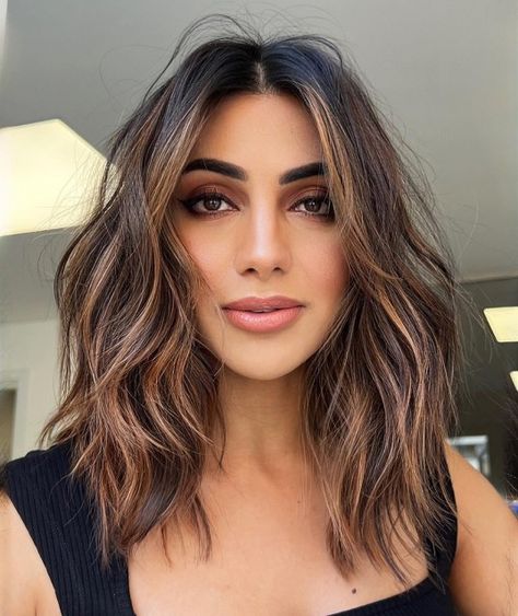 Below-the Shoulders Shag with Volumizing Layers Volumizing Layers, Voluminous Wavy Hair, Haircuts For Oval Faces, Messy Wavy Hair, Partial Balayage, Dense Hair, Hair Parting, Money Pieces, Flattering Haircuts