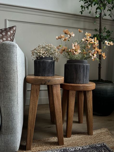 Better Homes and Gardens … curated on LTK Milk Stool Decor, Stools For Plant Stands, Plant On A Stool, Small Stool Decor Ideas, Plant On Stool, Stool Decor, Garden Vases, Pedestal Stand, Small Side Table