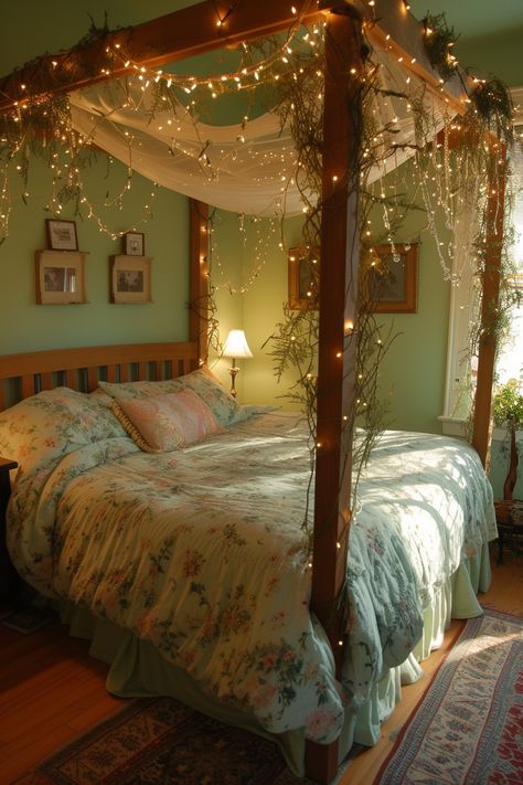 You searched for bedroom - Green Room Ideas Bedroom, Fairytale Bedroom, Bedroom Decoration Ideas, Fairy Bedroom, Whimsical Bedroom, Dream Bedroom Inspiration, Sage Green Bedroom, Boho Style Bedroom, Fairy Lights Bedroom