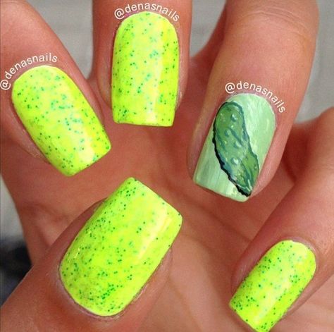 Pickle Nail Art, Pickle Nails, Pickle Rocks Painting, Pickle Wallpaper, Pickle Jewelry, Pickle Birthday, Nana Nails, Olivia Art, Nails Fruit