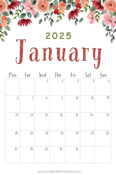 Floral January 2025 Calendar Art January 2025 Calendar Printable Free, Calendar 2025 Design, Calendar Design 2025, Calendar 2025 Free Printable, January 2025 Calendar, Free Printable Calender, January Printable, Printable Calender, Calender Printables