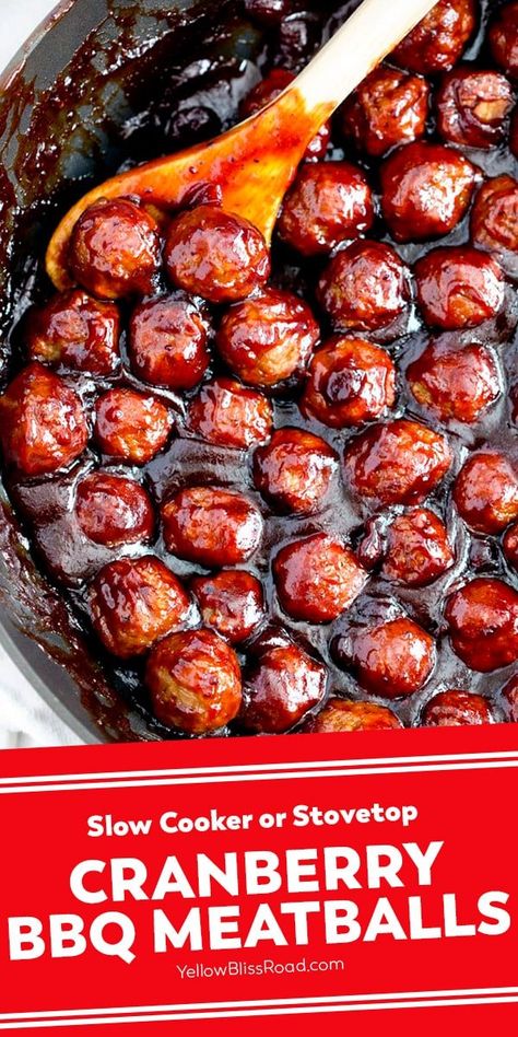 Cranberry BBQ Meatballs are easy to make and require just three simple ingredients. Make them on the stovetop or in the crockpot. Spicy Cranberry Meatballs, Cranberry Bbq Meatballs, Spicy Bbq Sauce, Cranberry Meatballs, Bbq Meatballs, Holiday Appetizers Easy, Spicy Appetizers, Appetizer Meatballs, Meatball Recipes Easy