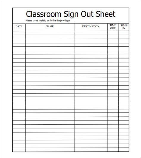 Sample Sign Out Sheet Template - 8+ Free Documents Download in PDF, Excel, Word Sign Out Sheet Free Printable, Sign In And Out Sheet Free Printable, Sign In Sheet Template Free Printable, Sign In And Out Sheet, Peer Counseling, Tool Trailer, Sign Out Sheet, Church Library, Interest Survey